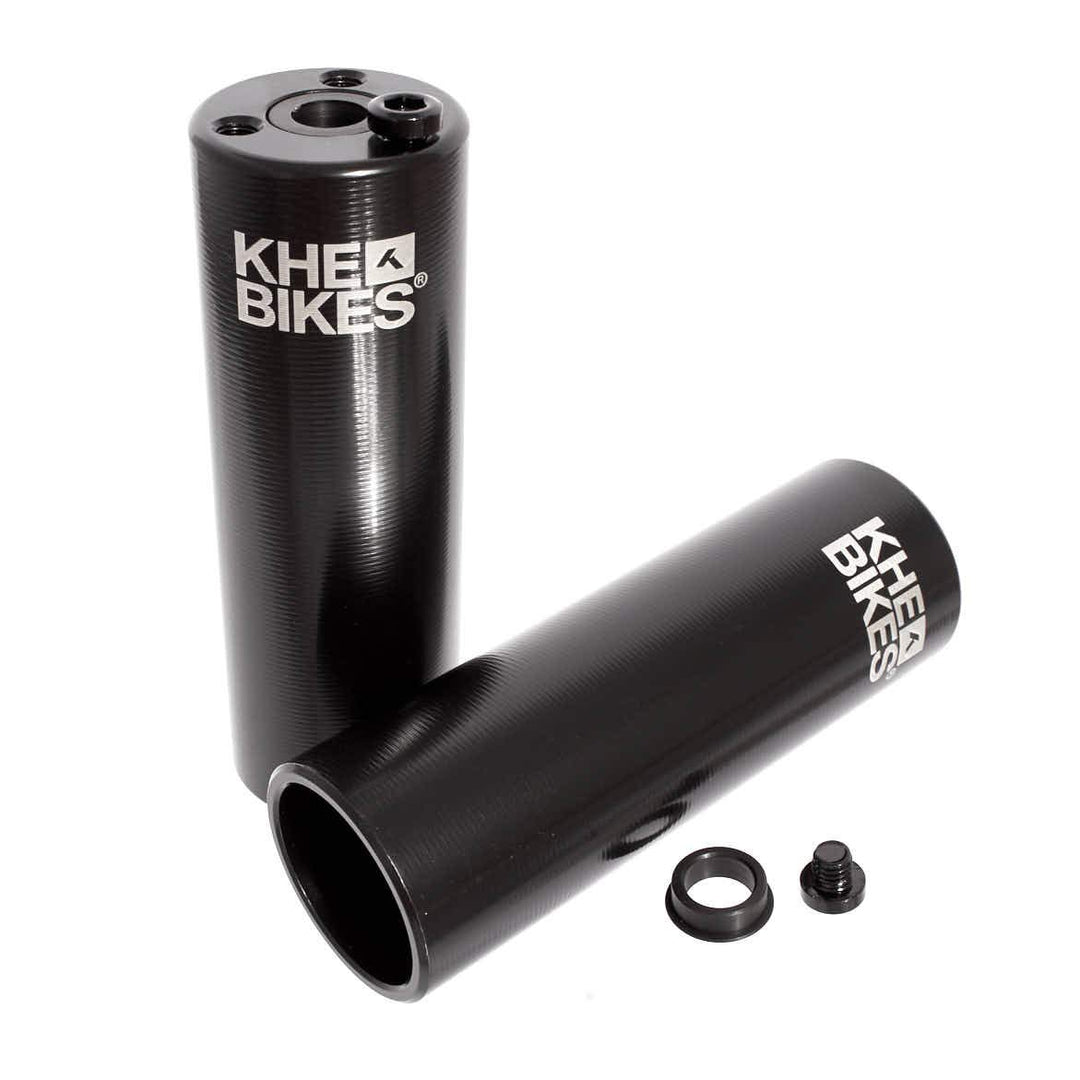 KHE Laser PRO BMX Pegs Alu CNC 10mm 14mm Achsen schwarz Paar 110g mit Adapter