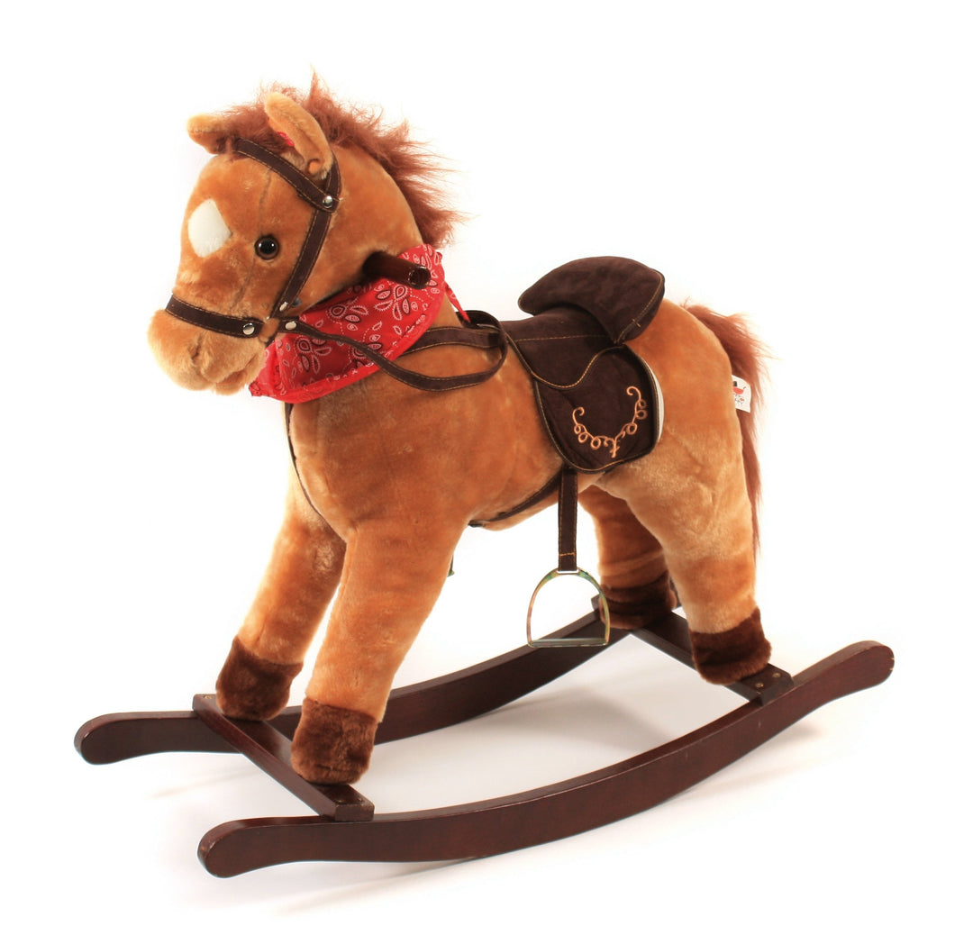 Bayer Chic 2000 Schaukelpferd Cowboy mit Sound Plüsch Schaukeltier braun | Plüsch-Schaukeltier mit S