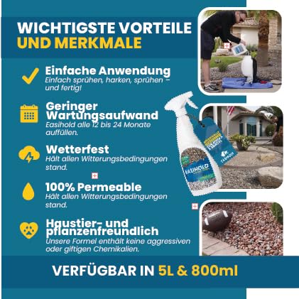 Easihold vuba ROCKS - 800 ml Kunstharz-Kieskleber mit Applikator zum Verkleben von Steinen, Rinden u