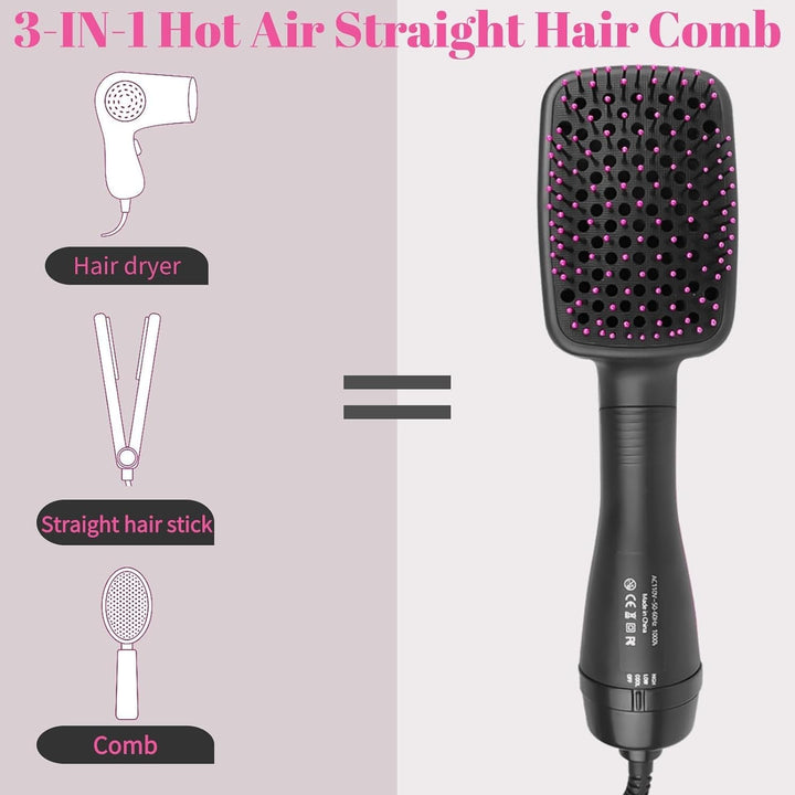 Haartrocknerbürste, 3 in 1 Negativ-Ionen-Haartrockner Heissluftbürste Haarstyling-Werkzeug, Glätteis