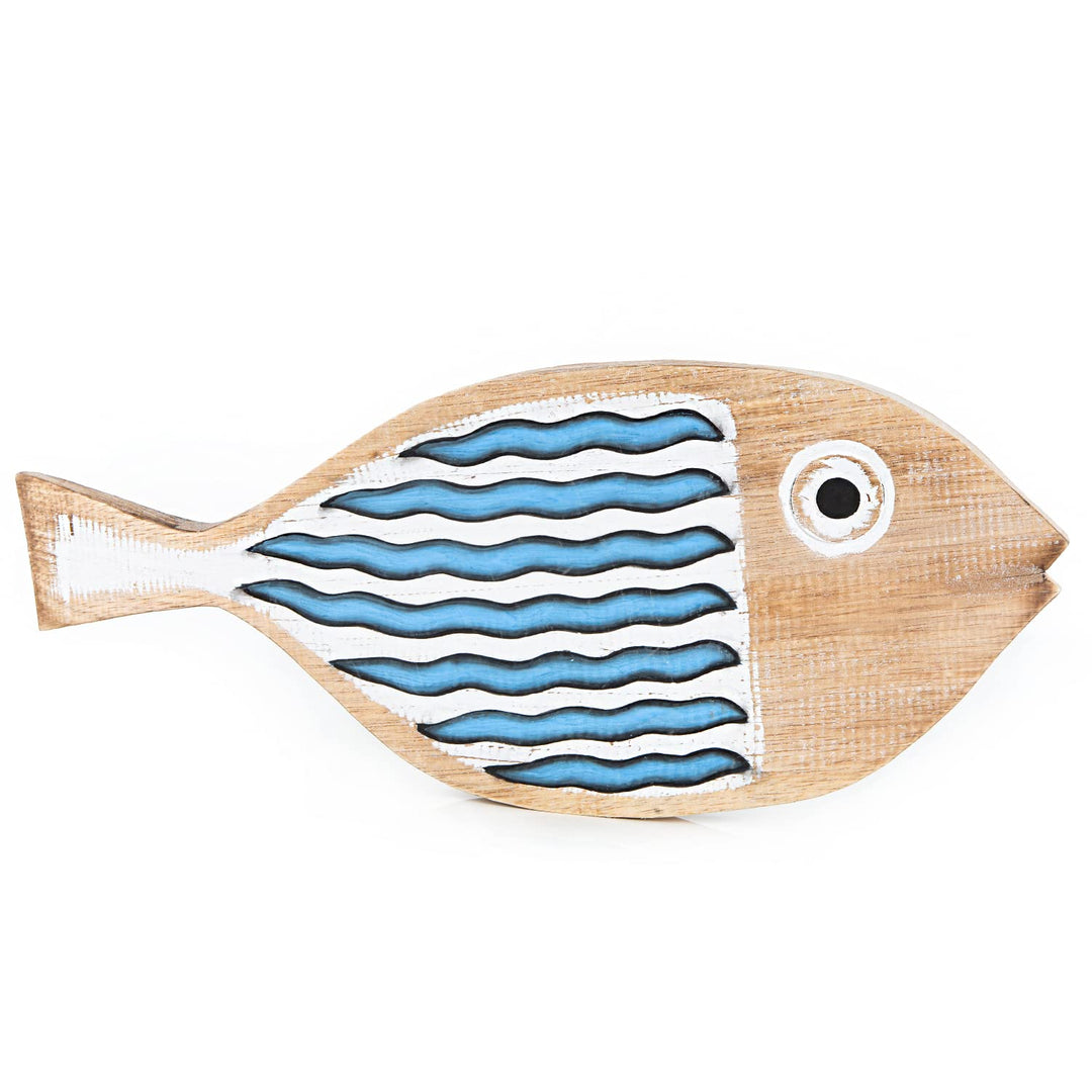 Logbuch-Verlag Grosser Fisch Holz maritime Deko zum Aufhängen oder Hinstellen 49 cm als Geschenk