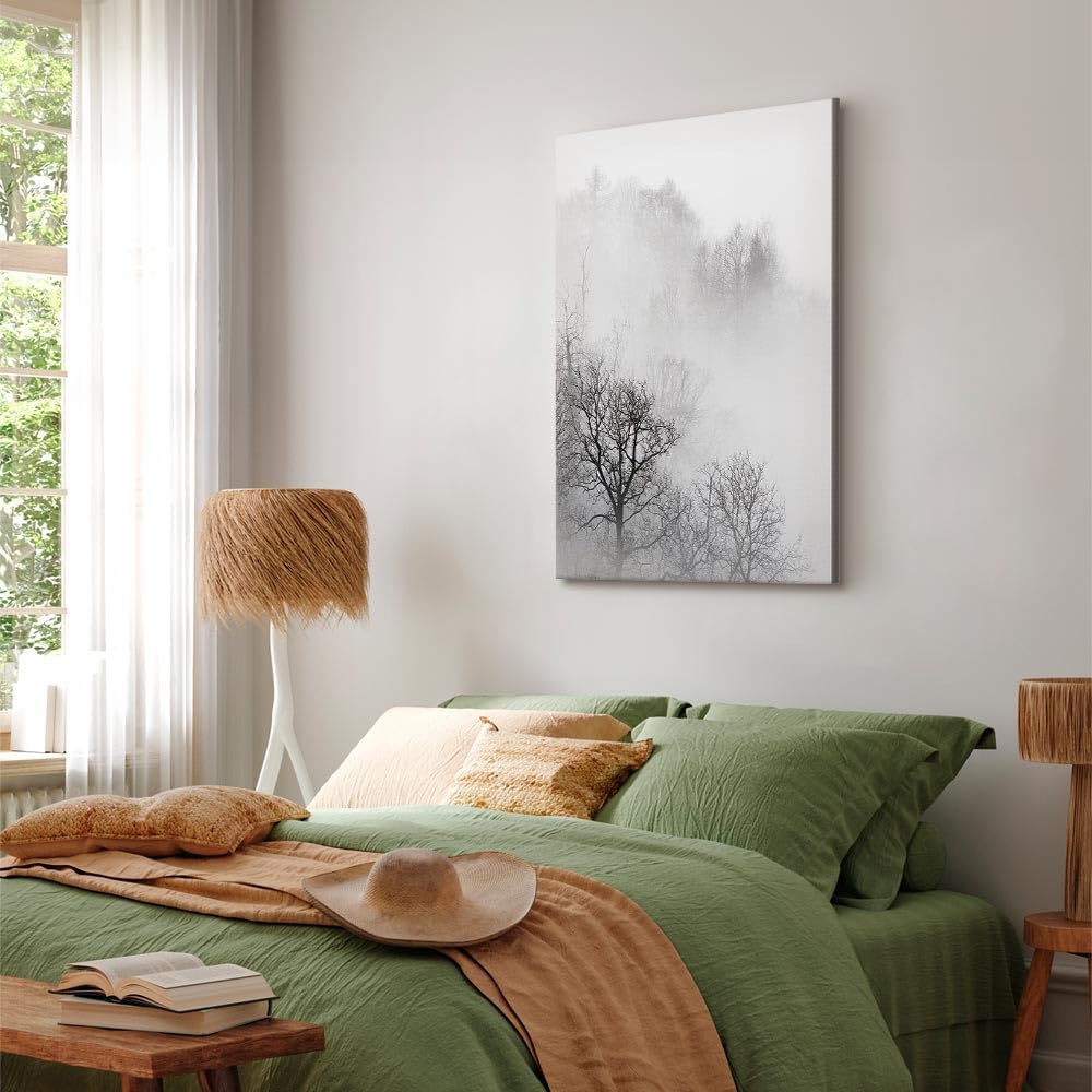murando - Bilder Wald Nebel 80x120 cm Vlies Leinwandbild 1 tlg Kunstdruck modern Wandbilder XXL Wand