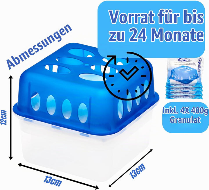 Smart-Planet 4er Set Luftentfeuchter inkl. 8 x400gr Granulat Nachfüllpack langlebig - für Räume mit