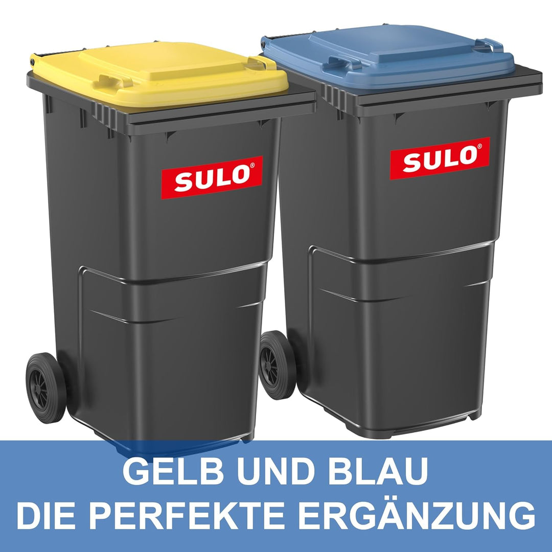 plasteo/SULO CITYBAC 240 Liter Mülltonnen | Graue Tonne Blauer Deckel + Grau Tonne Gelber Deckel | M