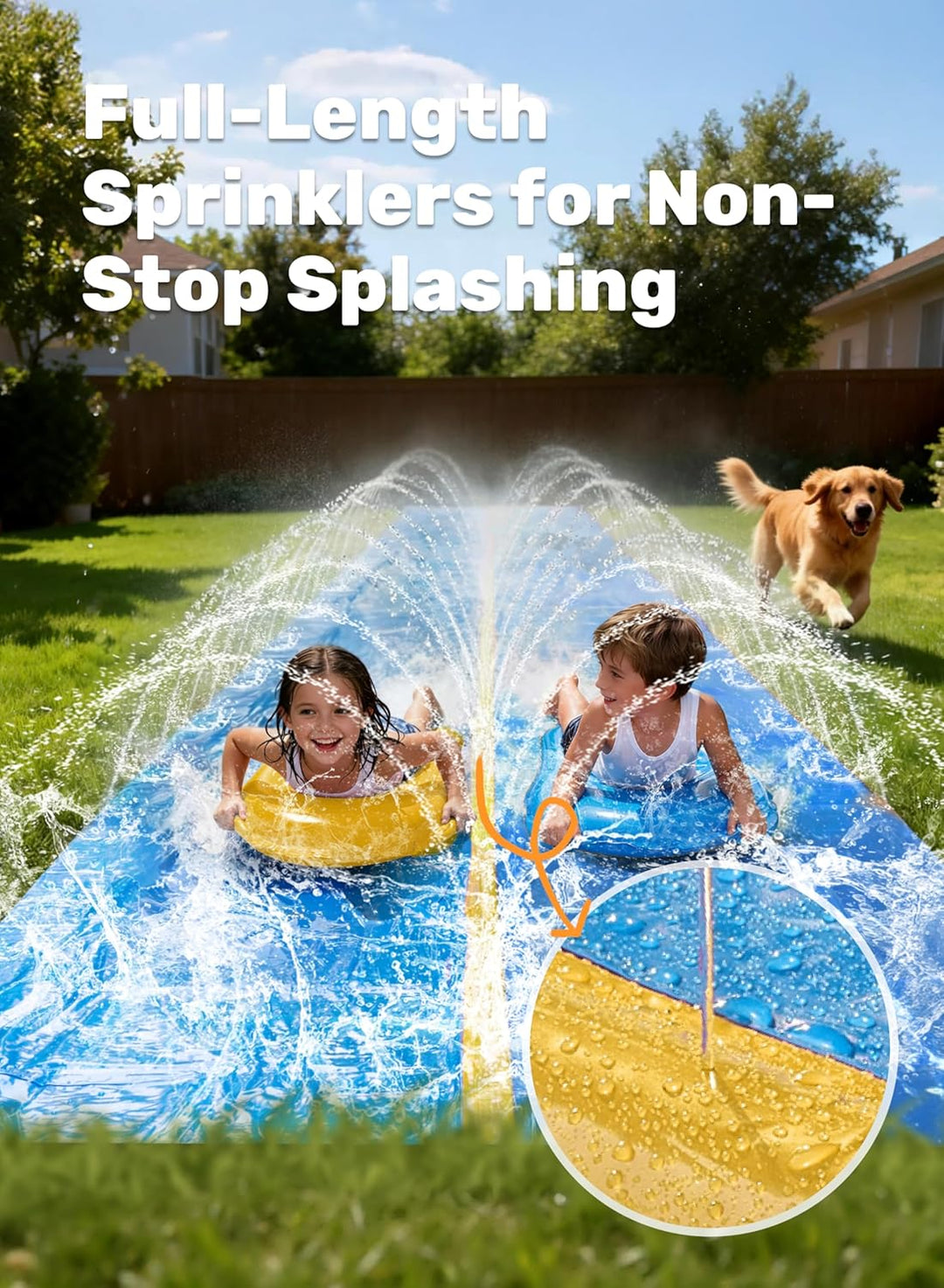 Sloosh riesige Wasserrutsche, 914cm x 183cm Rasen Wasserrutsche mit eingebautem Sprinkler und 2 Slip