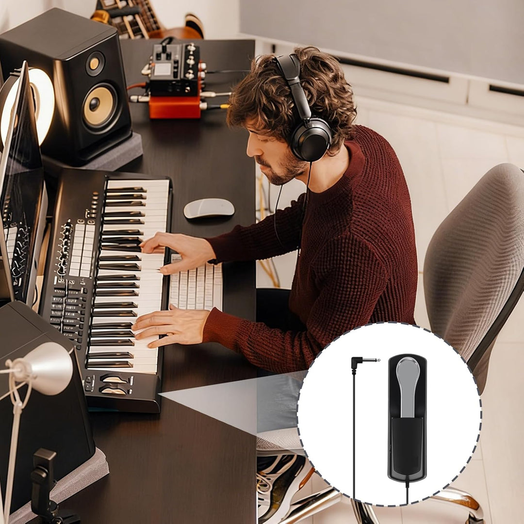Sustain Pedal für Keyboard und Digitalpiano mit Polaritätsschalter, Universal Piano Pedal mit 6,35 m