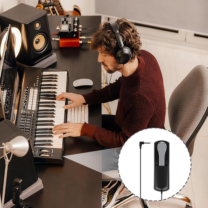 Sustain Pedal für Keyboard und Digitalpiano mit Polaritätsschalter, Universal Piano Pedal mit 6,35 m