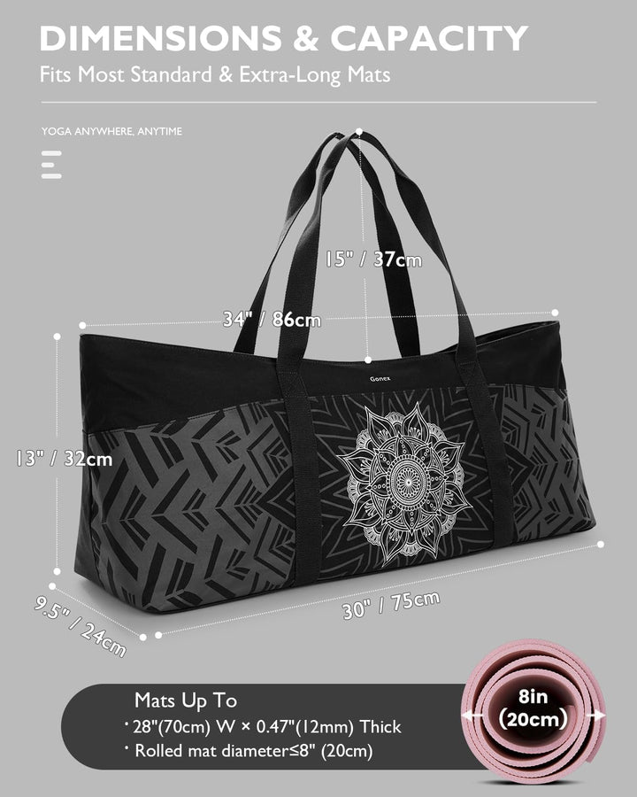 Gonex Yogatasche, Extra Grosse Canvas Sporttasche mit Wasserdichtem Fach & Metallreissverschluss, Fü