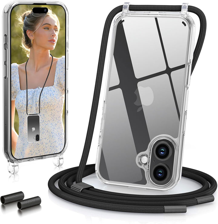 GOODVISH Handykette für iPhone 16 Hülle mit Band (6.1") | Kameraschutz und Bildschirmschutz | | Neck