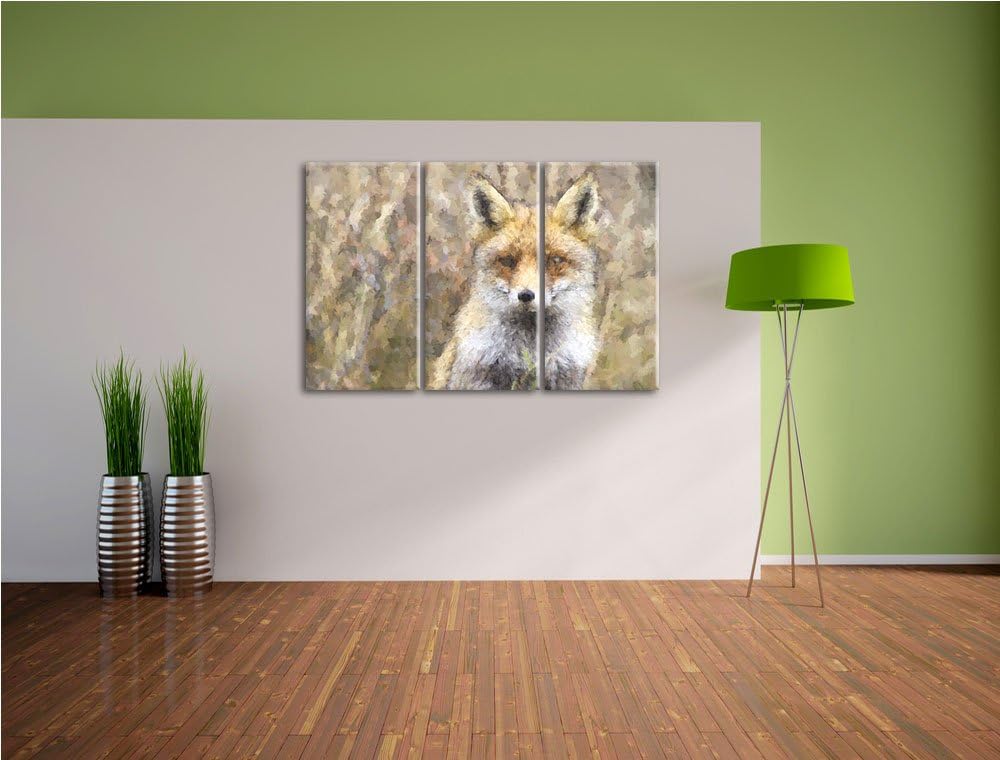aufmerksamer Fuchs im Geäst NewArt 3-Teiler Leinwandbild 120x80 Bild auf Leinwand, XXL riesige Bilde