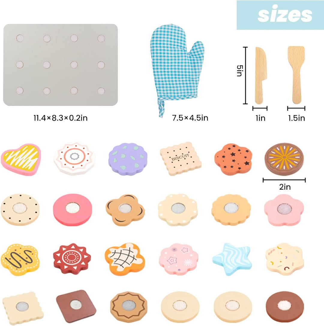 Hölzernes Plätzchen Spiel Essen Set für Kinder, Küchenzubehör Lebensmittel Spielzeug für Kleinkinder