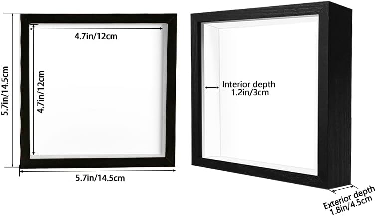sunmeg 2Pcs 3D Bilderrahmen zum Befüllen 14 x 14cm Bilderrahmen Tief 3D Objektrahmen Hölzern bis 3cm