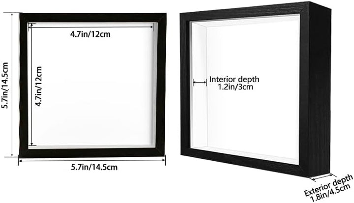 sunmeg 2Pcs 3D Bilderrahmen zum Befüllen 14 x 14cm Bilderrahmen Tief 3D Objektrahmen Hölzern bis 3cm