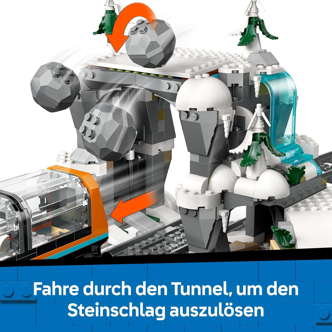 LEGO City Trains Arktis-Polarexpress - Spielzeug mit ferngesteuertem Zug - Schneepflug, 22 Gleissegm