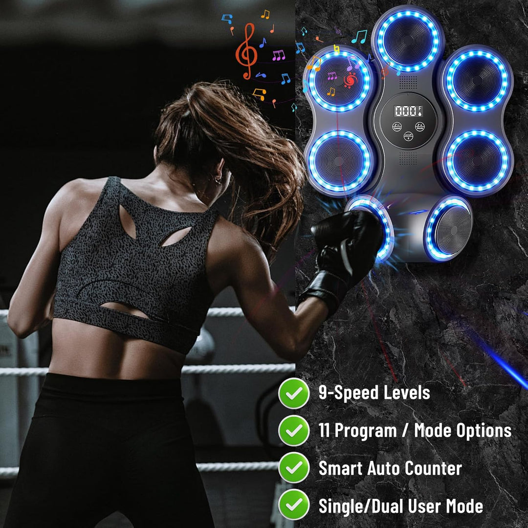 Musik Boxing Maschine - Bluetooth Elektronische Wandmontage Boxtrainingsausrüstung, 9 Modi Boxmaschi