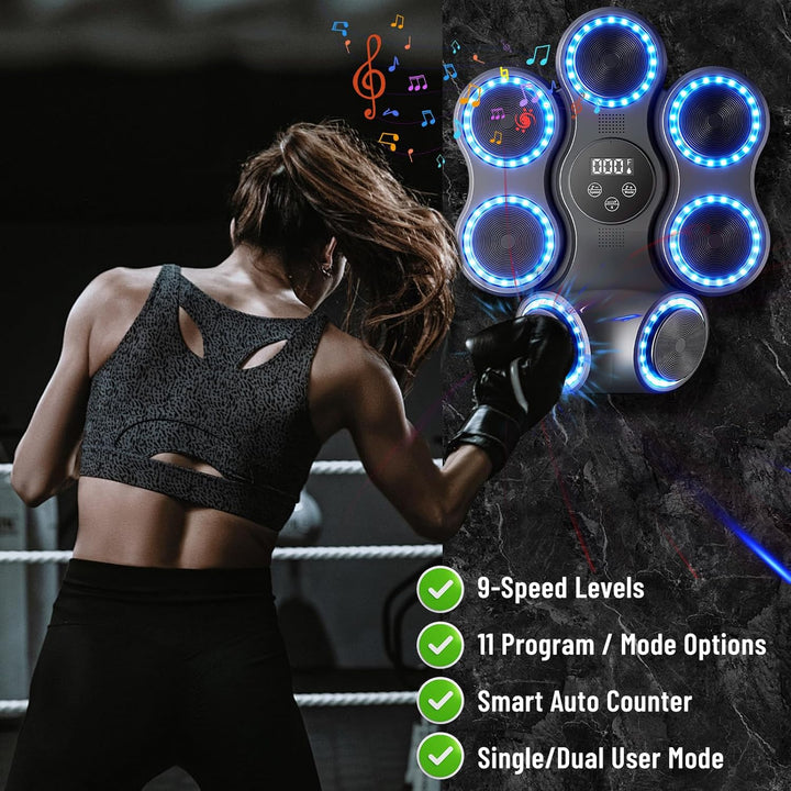 Musik Boxing Maschine - Bluetooth Elektronische Wandmontage Boxtrainingsausrüstung, 9 Modi Boxmaschi