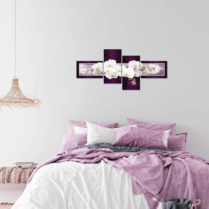 Runa Art Bild Modern Blumen Orchidee - Made in Germany - Wandbilder Abstrakt Violett Lila 4 Teilig 2
