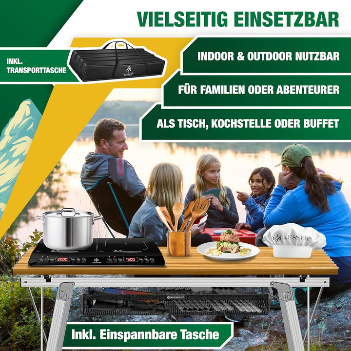 KESSER® Campingtisch faltbar Klapptisch mit Aluminiumrahmen Aufrollbare Tischplatte Falttisch klappb