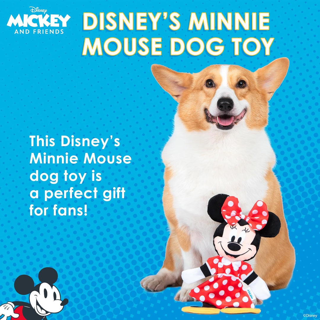 Disney for Pets Minnie Mouse Hundespielzeug aus Plüsch, quietschend mit flachem Knister-Körper, 34,3