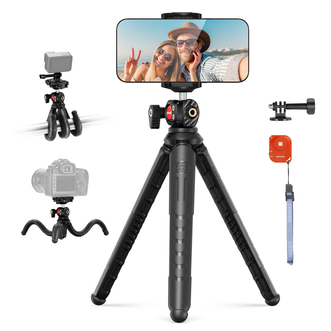 NEEWER Handy Stativ Mini Tripod Flexible mit Fernbedienung, Halterung Smartphone Vlog Selfie Stock,