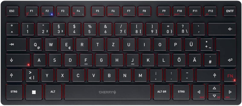 CHERRY KW 9200 Mini, kompakte Multi-Device-Tastatur für bis zu 4 Endgeräte, Deutsches Layout (QWERTZ