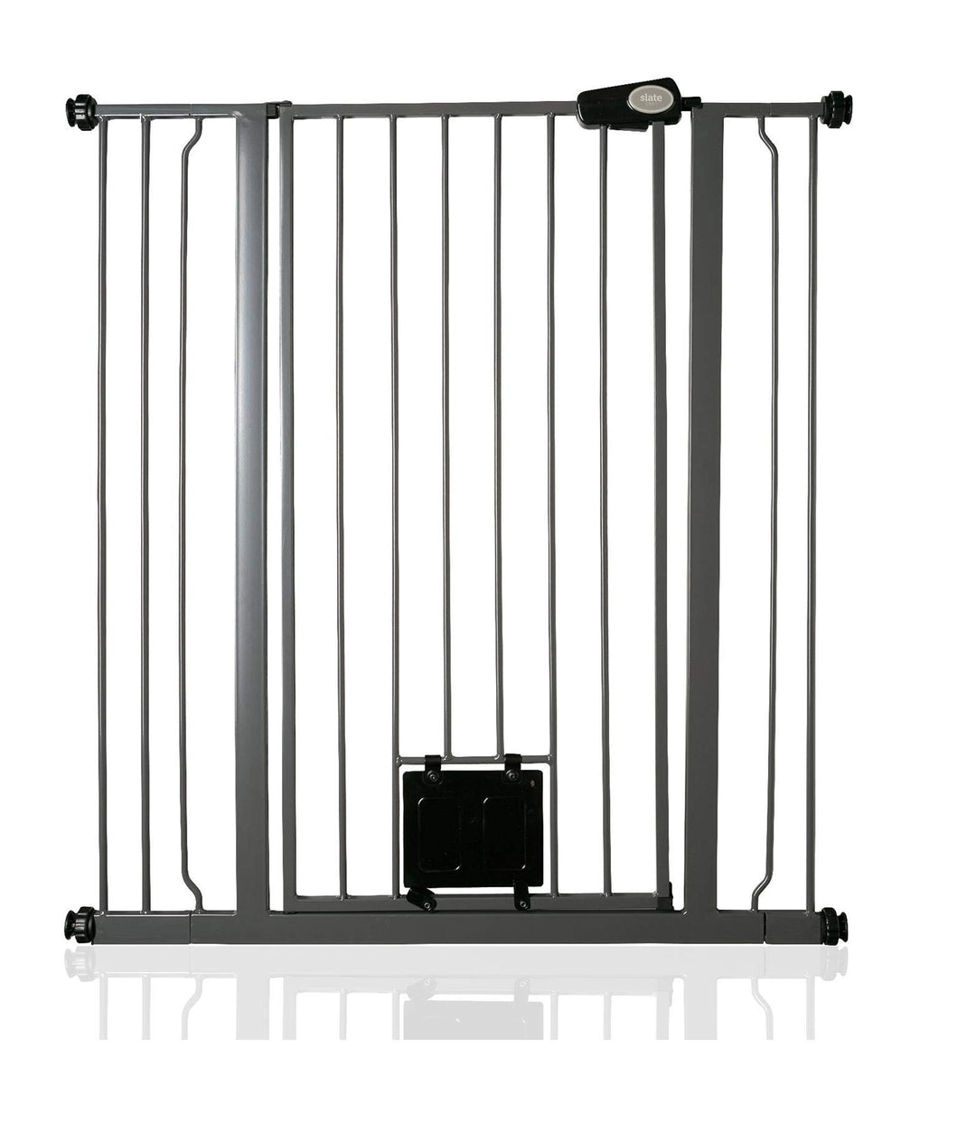 Bettacare Haustiergitter mit verriegelbarer Katzenklappe, 94.3cm - 101.9cm, Schiefergrau, 104cm in d