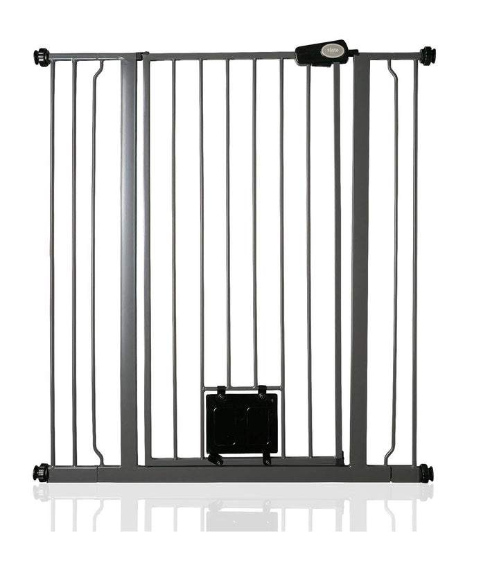 Bettacare Haustiergitter mit verriegelbarer Katzenklappe, 94.3cm - 101.9cm, Schiefergrau, 104cm in d