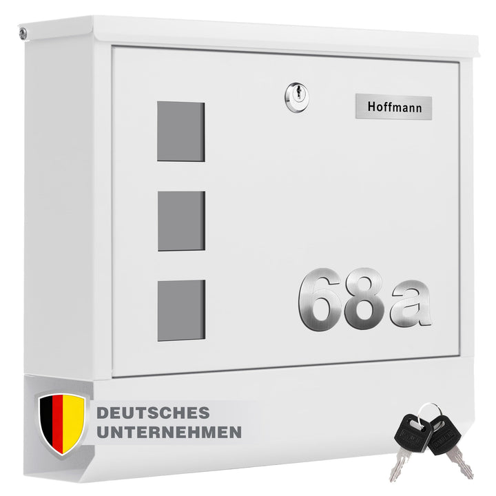 Zedelmaier XL personalisiert Briefkasten mit Edelstahl Namensschild Wandbriefkasten Postkasten Brief