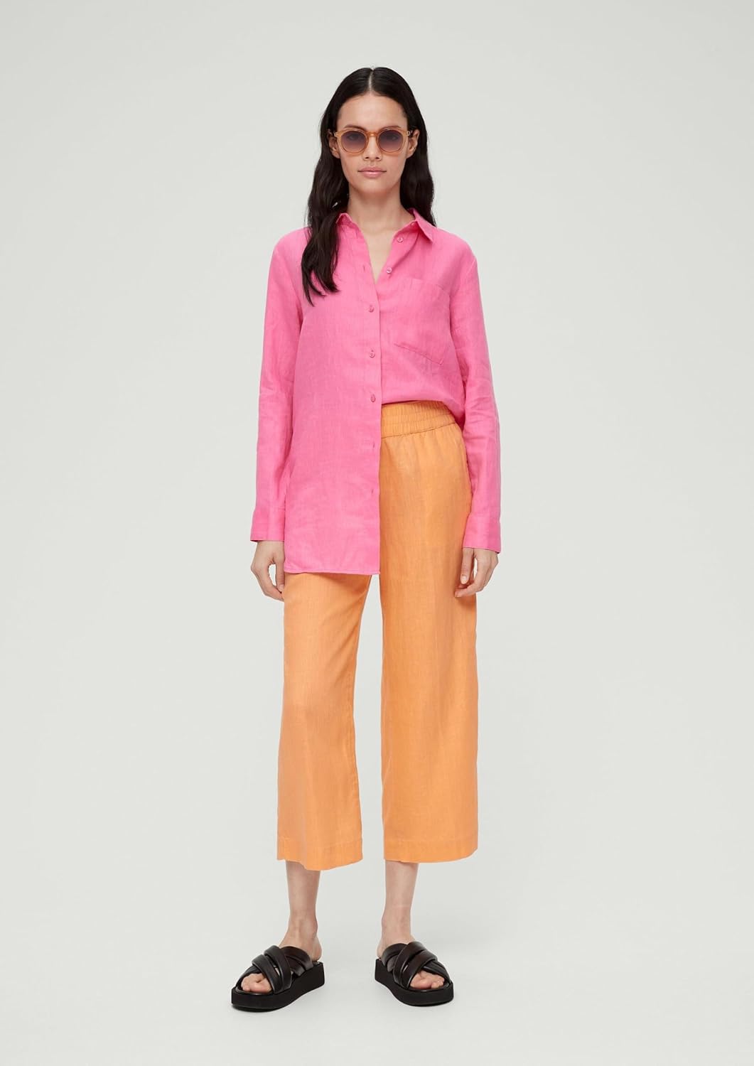 s.Oliver Relaxed: Hose mit Allover-Print 32 Orange 2115, 32 Orange 2115