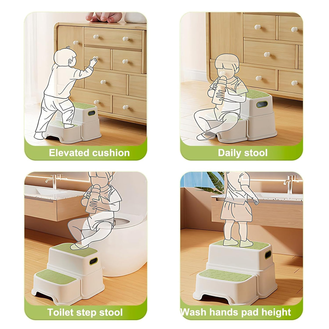 Kinderhocker 2 Stufen, Zweistufiger Tritthocker für Badezimmer, Waschbecken und Toilette, rutschfest