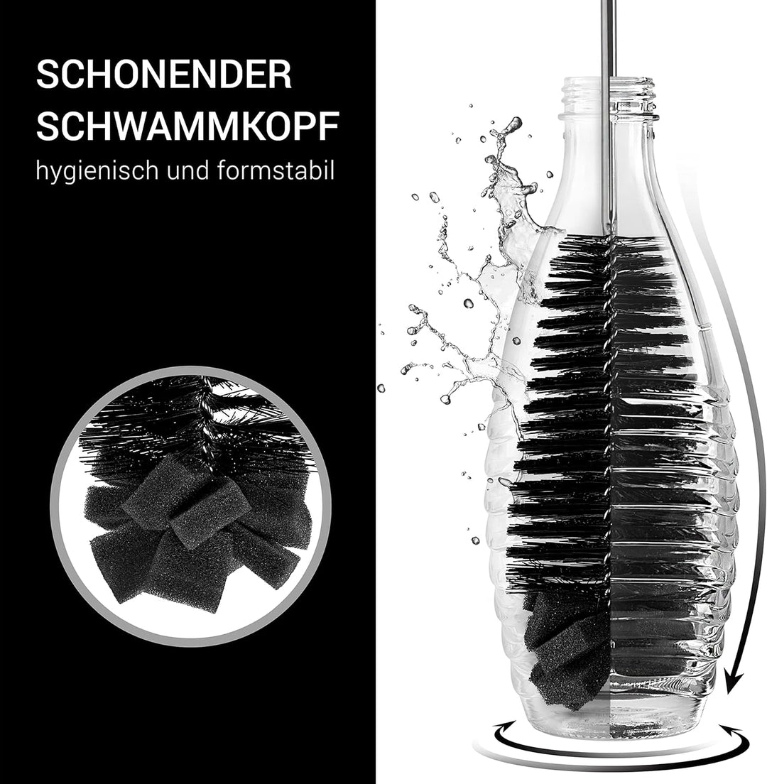 NIMOE® Designbrush - Kein verbiegen durch rostfreien Edelstahlmantel - Premium Flaschenbürste mit hy