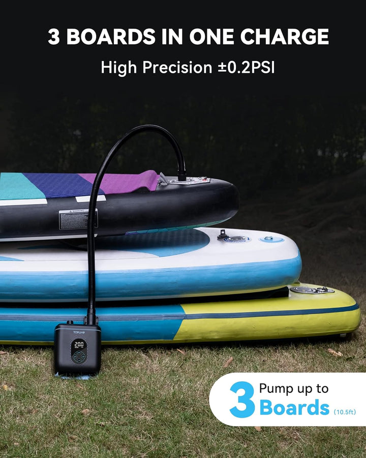 TOPUMP 20PSI Elektrische SUP-Pumpe TPS260, Wiederaufladbar, Auto-Off, 2-Stufen Inflation/Deflation,
