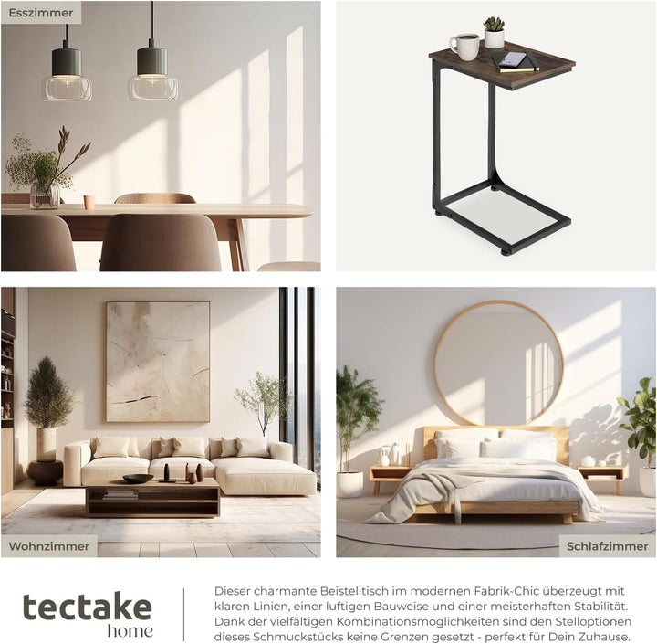 tectake Beistelltisch in C-Form im Industrie-Design, 30 x 40 x 63 cm, Sofatisch für Kaffee Laptop Co