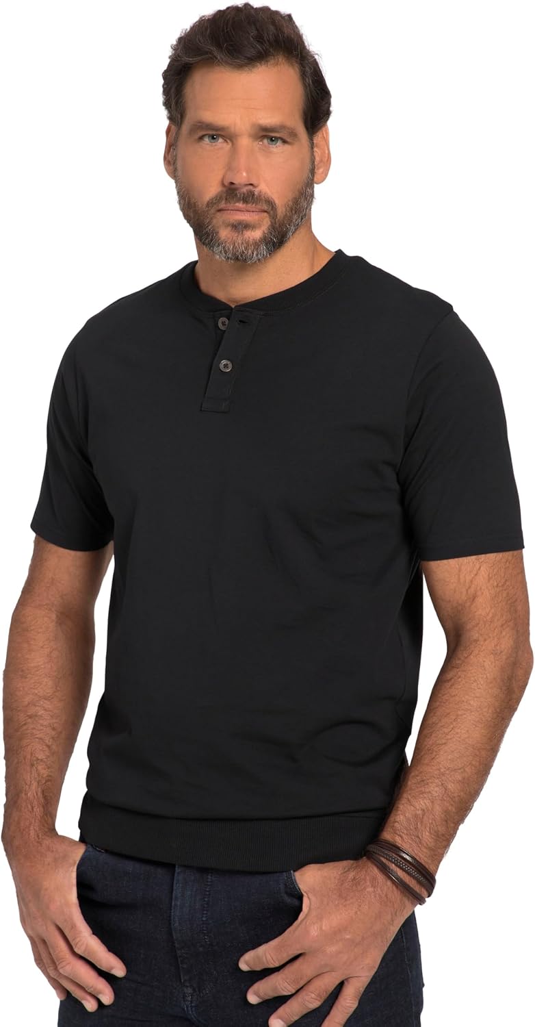 JP 1880 Herren grosse Grössen Übergrössen Menswear L-8XL Henley, Bauchfit, Halbarm, Rundhals 818628
