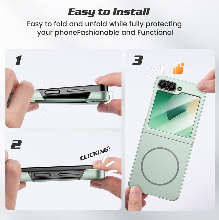 Doeshine für Samsung Galaxy Z Flip 7 FE/Z Flip 6 Hülle Mag Safe, Displayschutzfolie, Ultra Dünn, Lig
