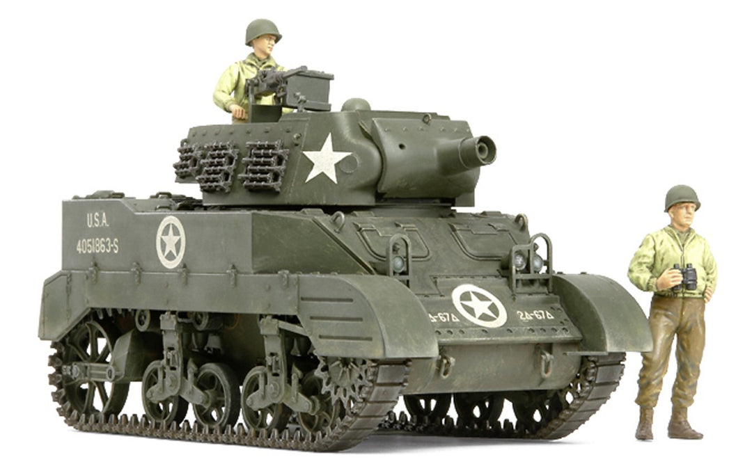 Tamiya 300035312-1:35 WWII US M8 Haubitze mit Figuren (3), Braunoliv