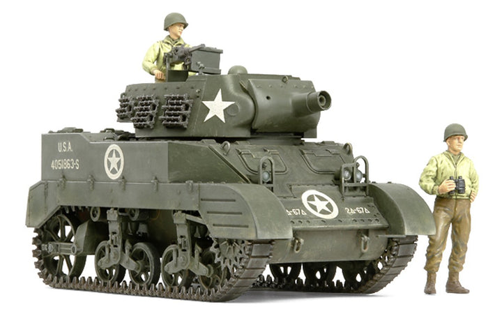 Tamiya 300035312-1:35 WWII US M8 Haubitze mit Figuren (3), Braunoliv