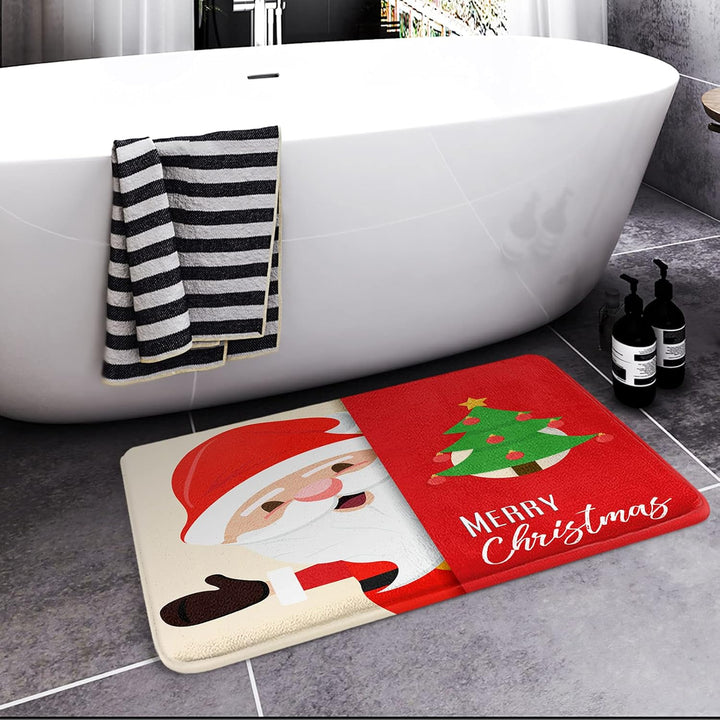 Britimes Badematten für Badezimmer, Badezimmermatten, rutschfest, rotes Weihnachtsmuster, waschbarer
