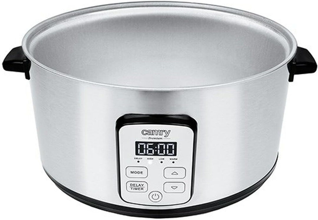 Camry Langsamkocher mit 4,7 l Fassungsvermögen, Keramiktopf, Deckel aus gehärtetem Glas, Warmhaltefu