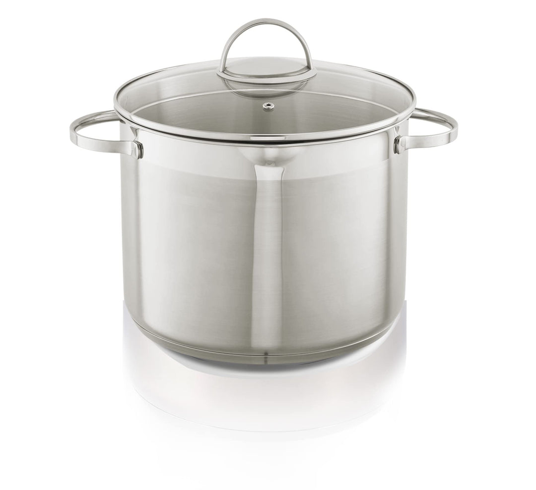 KHG Topf XXL Kochtopf 26 cm, 10 Liter Induktion, Edelstahl unbeschichtet inkl. Glasdeckel | hoher Su