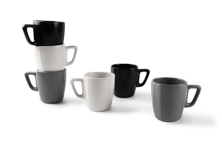 Excelsa Eclipse Set mit 6 Tassen, 230 ml, Keramik, Weiss, Schwarz und Grau Bianco, Nero E Grigio, Bi