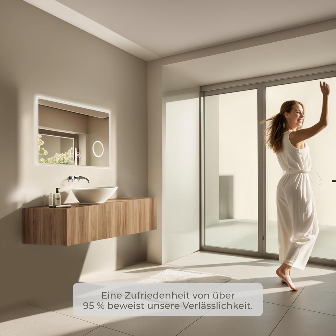 Heilmetz Badspiegel mit Beleuchtung LED 120x60cm, Badezimmerspiegel mit Beleuchtung+3X Vergrösserung