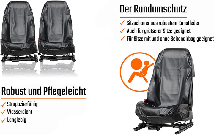 1 Stück Sitzschoner Werkstattschoner Auto Sitzbezug aus robustem Kunstleder Schwarz aus ECO Leder Sc