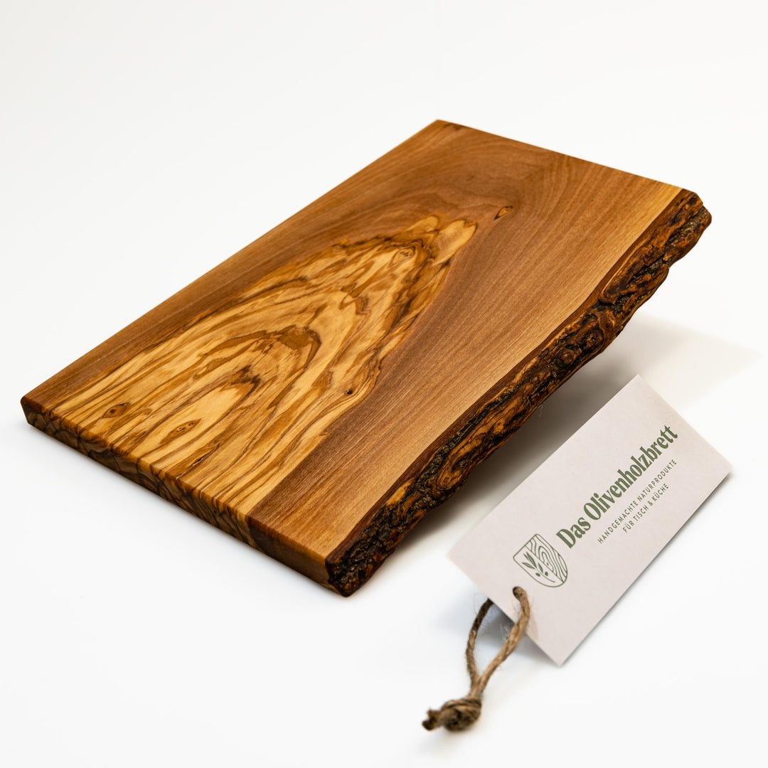 DAS OLIVENHOLZBRETT®, Olivenholz Schneidebrett/Massivholz Brotzeitbrett/Frühstücksbrett aus Holz/Oli