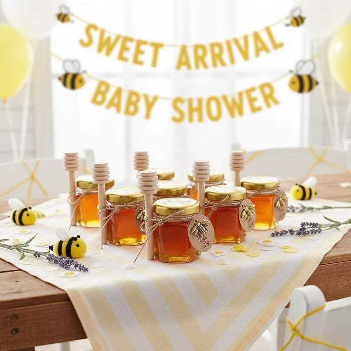 DnayDkiy 40er Set Mini Sechseckige Glas Honig Gläser mit Dippers und Charm-Anhängern - Perfekt als G