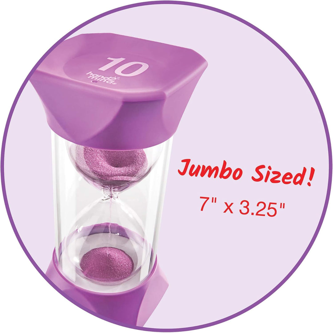 Learning Resources Jumbo-Sanduhr (10 Minuten), violett, weiche Gummi-Endkappen bieten leises Pausen,