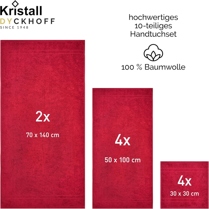 Dyckhoff Handtuch-Set, Baumwolle, rot, 26 x 36 cm, Rot