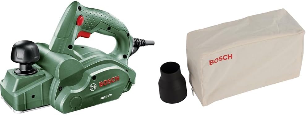 Bosch Elektro Hobelmaschine PHO 1500 (550 Watt, Hobelbreite 82 mm, im Karton) + Staubbeutel für Hand
