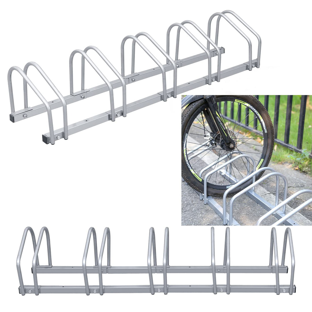 Randaco Fahrradständer für 5 Fahrräder, 35-55mm Reifenbreite, Mehrfachständer Aufstellständer Bodenp
