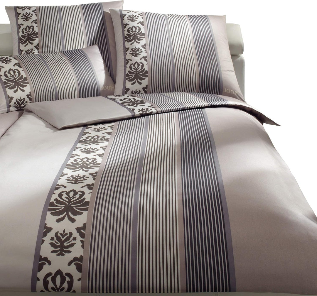 Joop! Bettwäsche Ornament Stripe Mako-Satin Graphit Grösse 135x200 cm (40x80 cm) 135x200 cm + 40x80